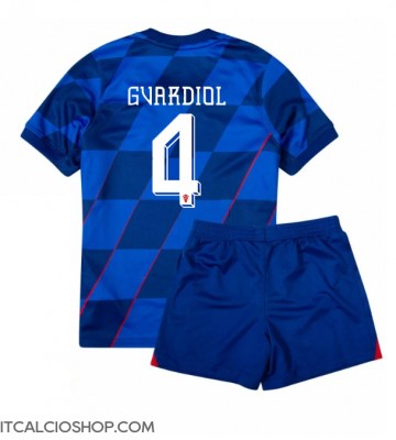 Croazia Josko Gvardiol #4 Seconda Maglia Bambino Europei 2024 Manica Corta (+ Pantaloni corti)